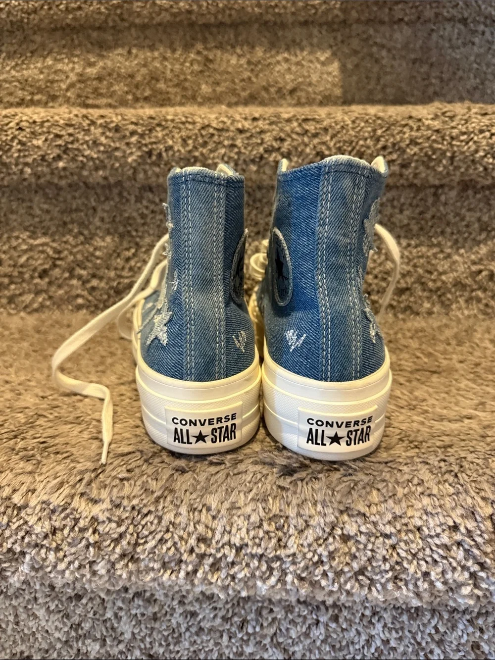 Kids High-Top Denim Sneakers with White Platform Soles